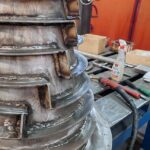 ATM Saldatura metall. Saldatura a filo acciaio 310. Eseguito assemblaggio dei vari componenti + saldatura a disegno degli stessi
